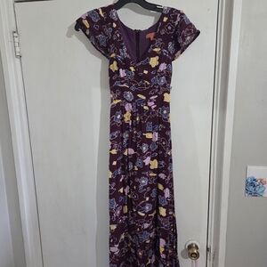 Modcloth Plum and Floral Maxi Dress